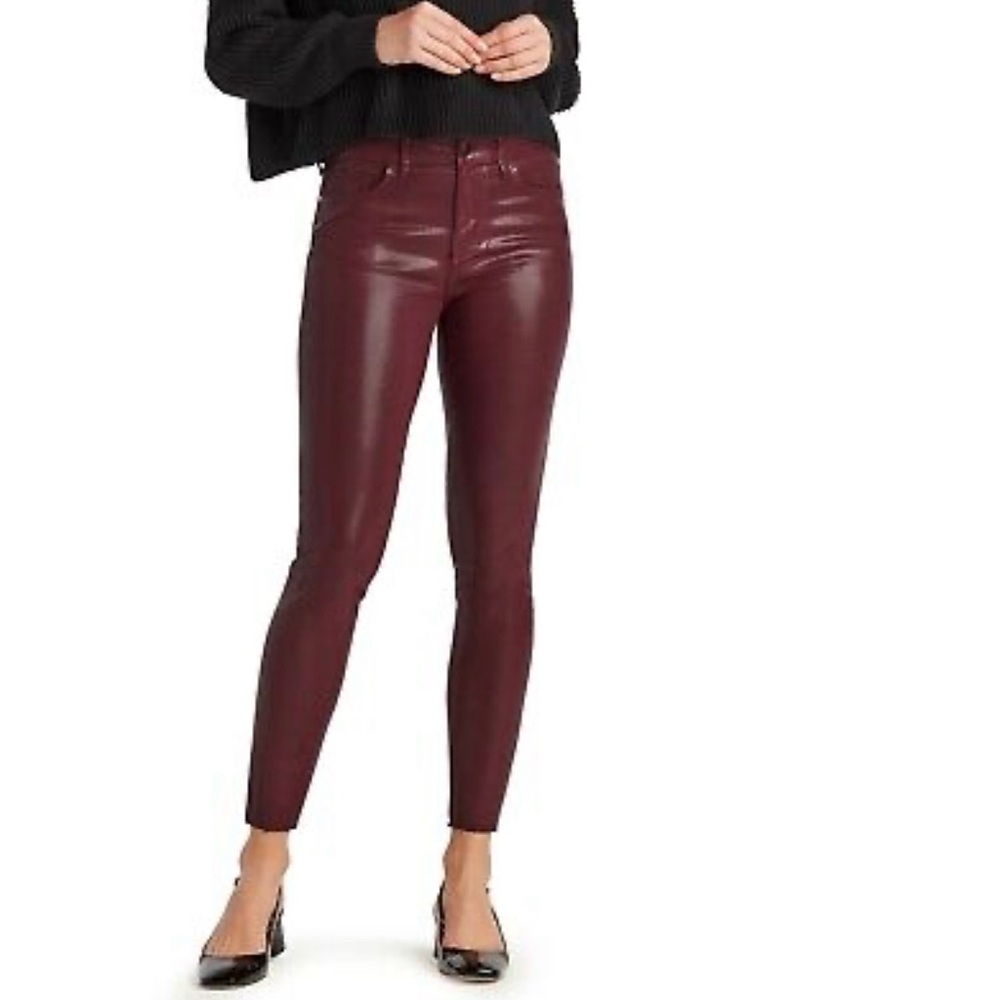 Sam Edelman The Petite Stiletto High Rise Skinny Bordeaux Leather Pants Size 26